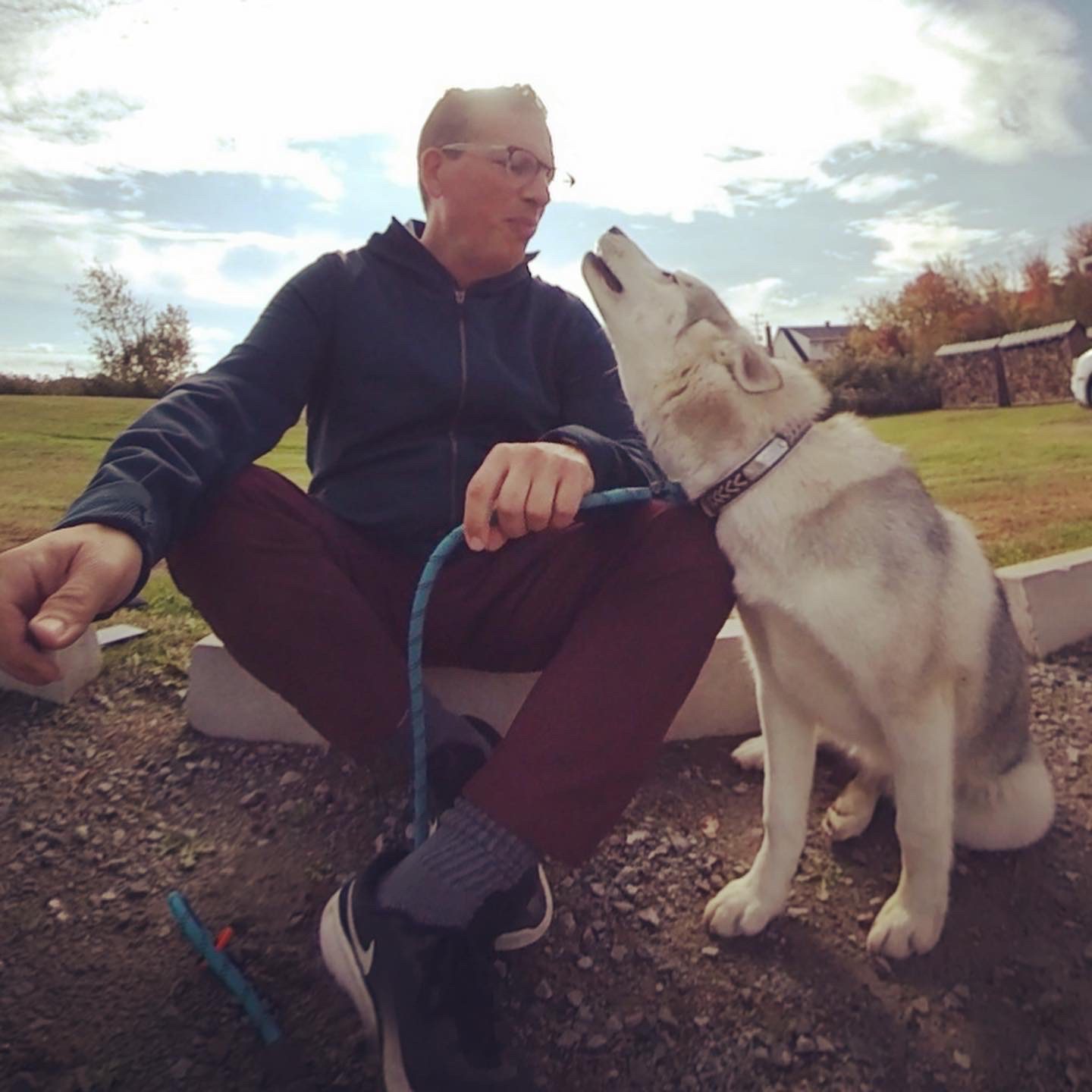 Husky in Obedience Training - owner Maria Lalous Dog Trainer South Shore Montreal